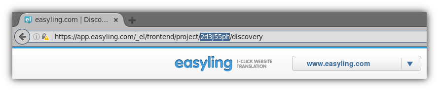 The project code can be found easiest from the browser Address Bar