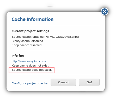 Cache Does Not Exist For Page